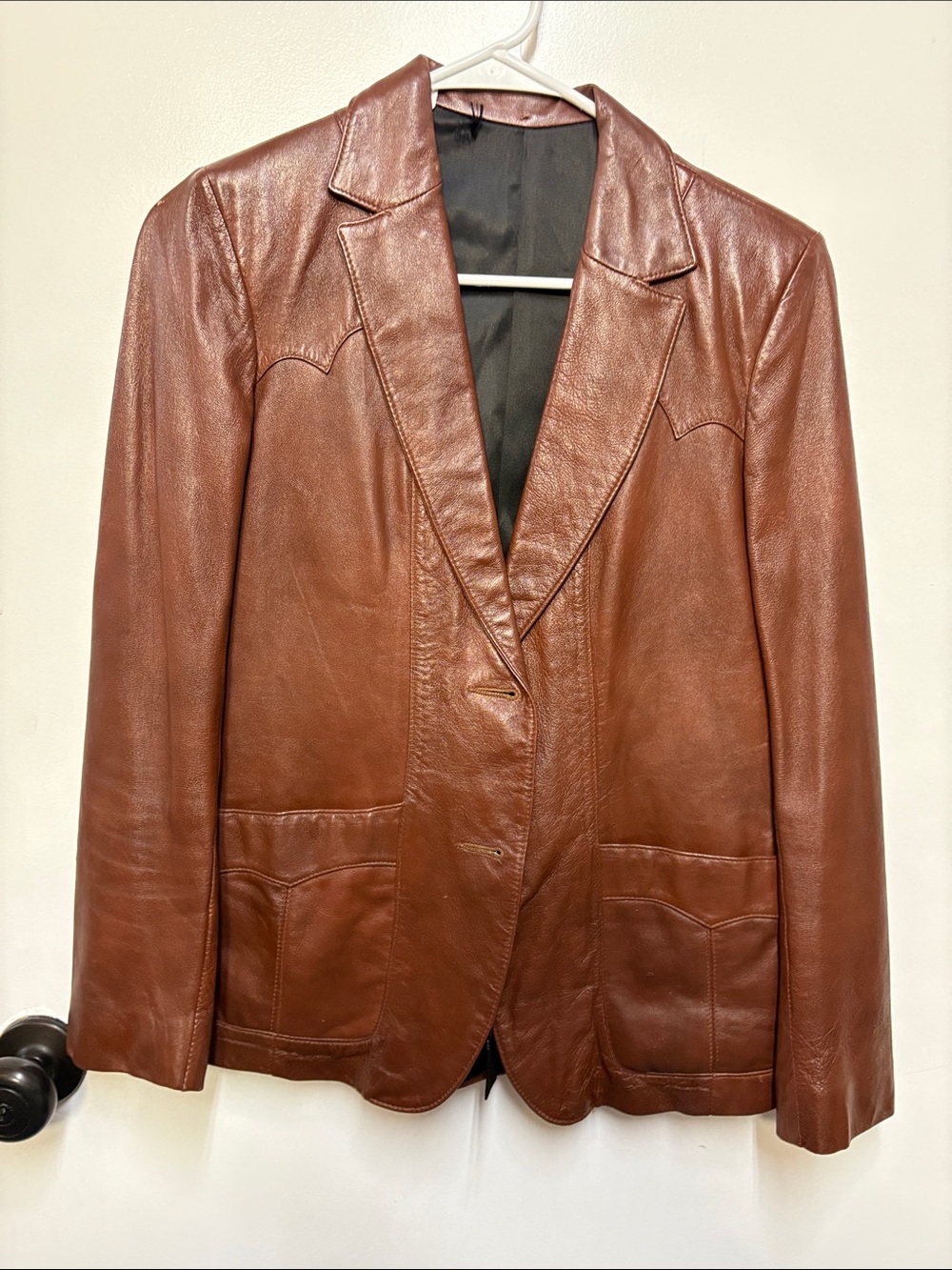 Classic Women's Brown Leather Blazer